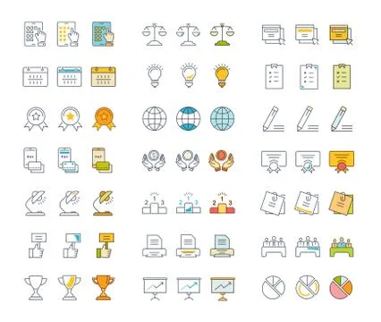 Set Vector Flat Line Icons Accounting and Finance Free Stock Illustration