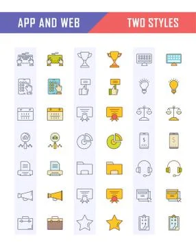 Set Vector Flat Line Icons SEO and Web Design 無料イラスト素材