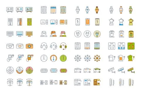 Set Vector Flat Line Icons Appliance Free Stock Illustration