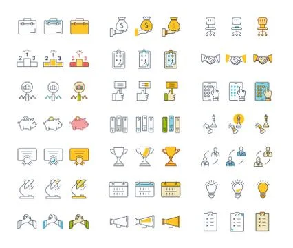 Set Vector Flat Line Icons Startup 無料イラスト素材