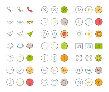 Set Vector Flat Line Icons Office and Business Free Stock Illustration