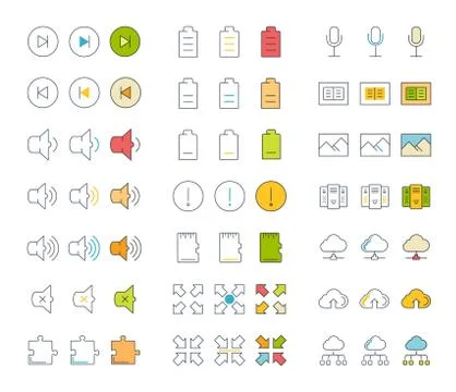 Set Vector Flat Line Icons Office and Business Grats Stockgrafik