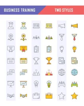 Set Vector Flat Line Icons Business Training Free Stock Illustration