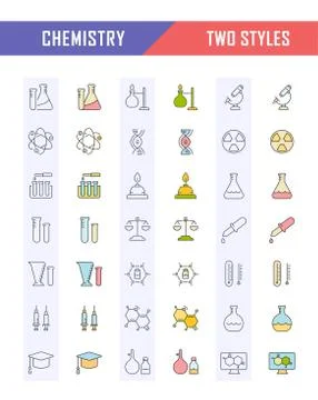 Set Vector Flat Line Icons Chemistry Free Stock Illustration