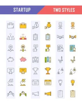 Set Vector Flat Line Icons Startup Illustrazione stock gratuita