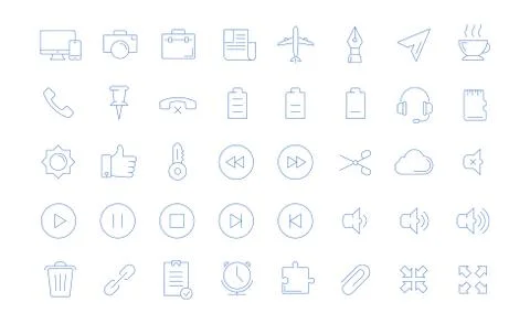 Set Vector Flat Line Icons Mobile Design Stock Illustration