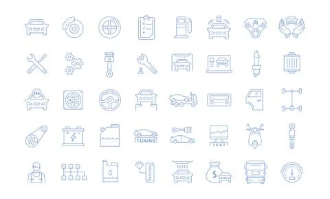 Set Vector Flat Line Icons Car Service Stock Illustration