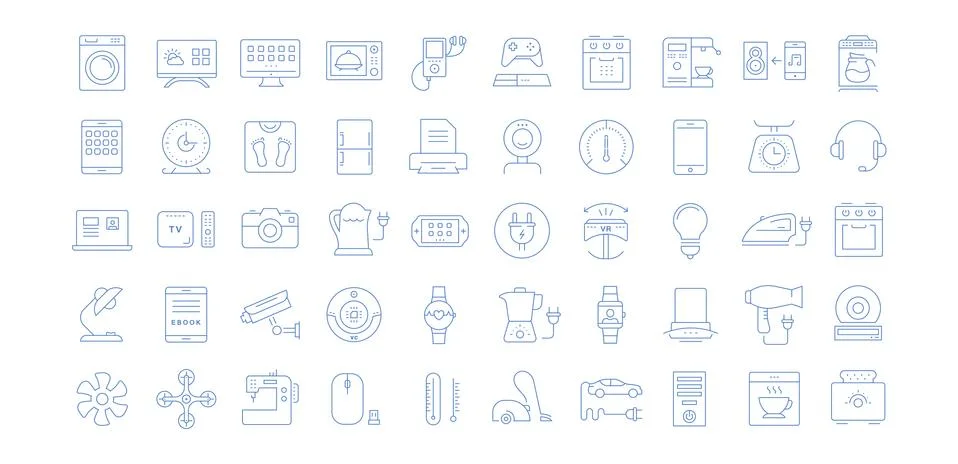Set Vector Flat Line Icons Appliance Stock Illustration