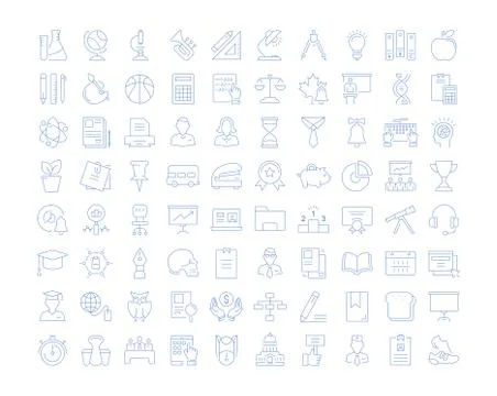 Set Vector Flat Line Icons Education Illustrazione stock