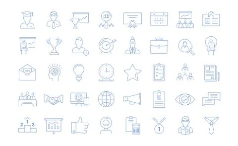 Set Vector Flat Line Icons Business Training 스톡 일러스트