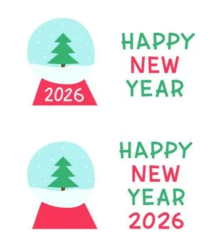 Set of vector flat simple illustration, greeting card for winter holiday Stock Illustration