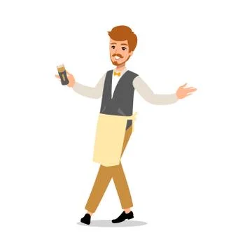 Set of vector flat style character barber guy in different static poses. Isol Stock Illustration