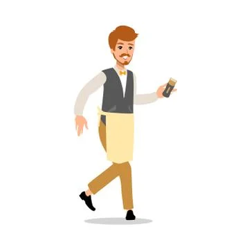 Set of vector flat style character barber guy in different static poses. Isol Stock Illustration