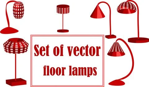 Set of vector floor lamps. Good for illustration the interior of room Stock Illustration