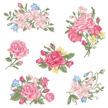 Set of vector floral design elements. Illustrazione stock