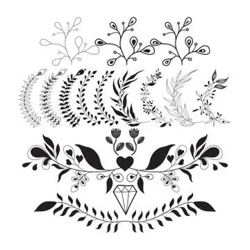 Set of vector floral elements for design 库存插图