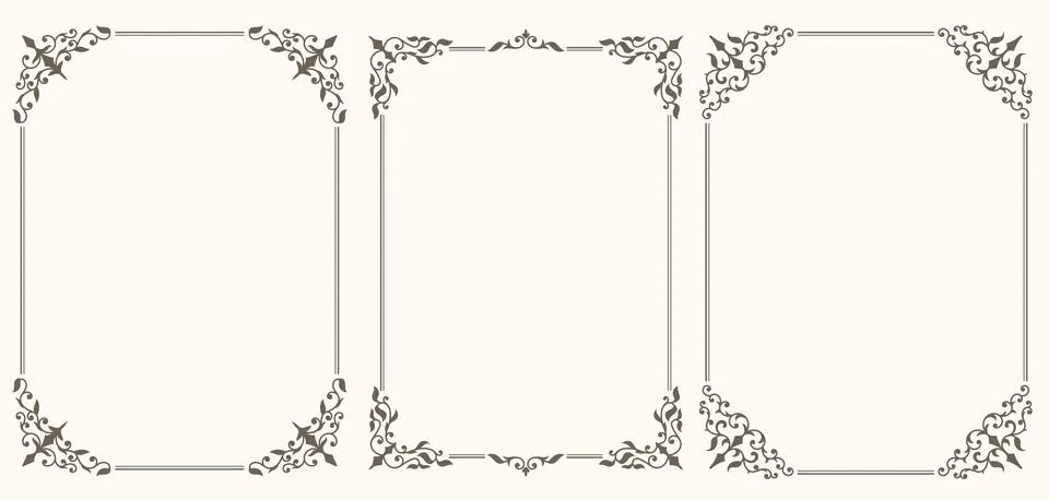 Set of vector floral frames 库存插图