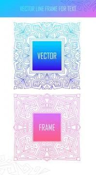 Set Vector floral frames in mono line style with copy space for text. Vector Stock Illustration