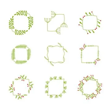 Set of vector flower frames Stock Illustration
