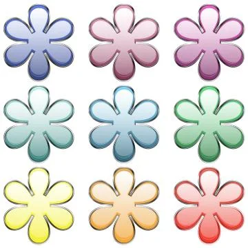 Set vector flowers buttons Stock Illustration