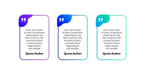 Set of vector fluid quote frame template. Colorful gradient shapes background Stock Illustration