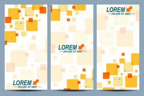 Set of the vector flyers.  Background with colorful squares, line, dot. Modern Stock Illustration