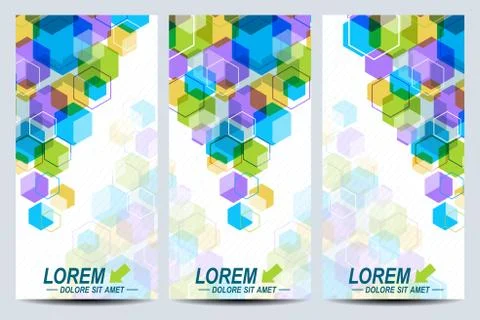 Set of the vector flyers. Background with colorful hexagons. Modern stylish イラスト素材