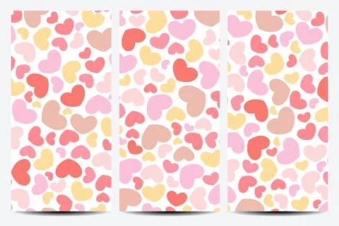 Set of vector flyers. Background with hearts . Flyer, web, banner, card, vip Stock Illustration