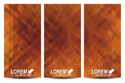 Set of vector flyers. Background with  triangles. Flyer, web, banner, card, vip Stock Illustration