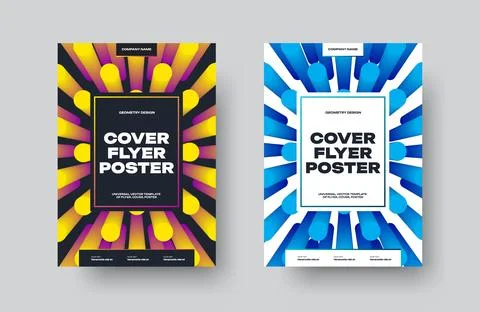 Set of vector flyers with dynamic geometric design, EPS10 cover, square whi.. Stock Illustration