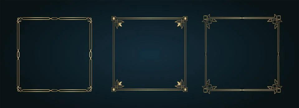 Set vector, frame vintage gold Stock Illustration