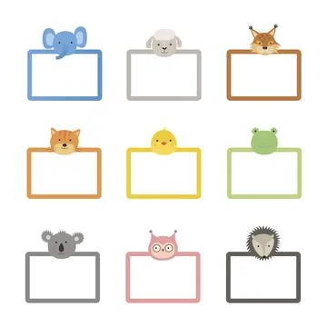 Set of vector frames with animals. Children photo frame animal Illustrazione stock