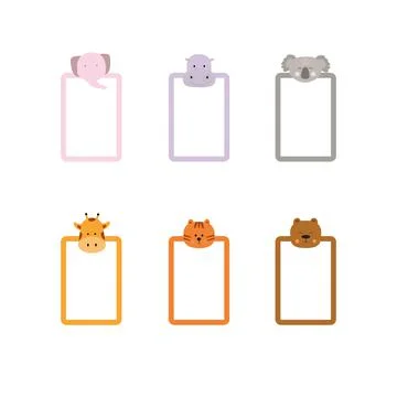 Set of vector frames with animals. Children photo frame animal, vector Stock Illustration