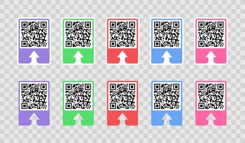 Set of vector frames with an arrow pointing to the qr code vector design Stock Illustration