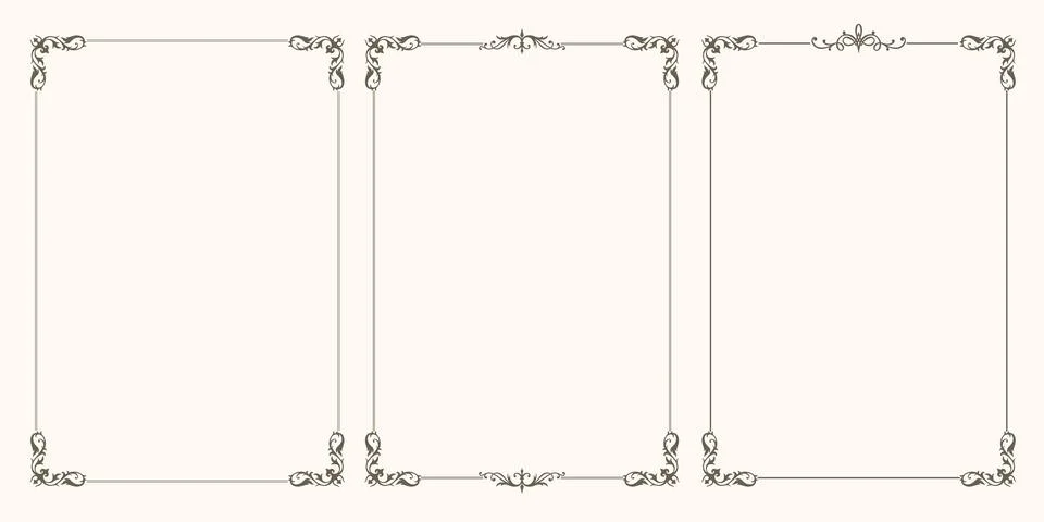 Set of vector frames with beautiful corners Illustrazione stock