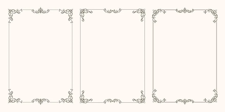 Set of vector frames with beautiful corners Illustrazione stock