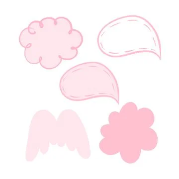 Set of vector frames of different shapes in pink color, hand-drawn Stock Illustration