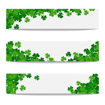 Set of vector frames with green shamrocks Stock Illustration