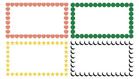 Set of vector frames with hearts and stars in different colors for your design 스톡 일러스트
