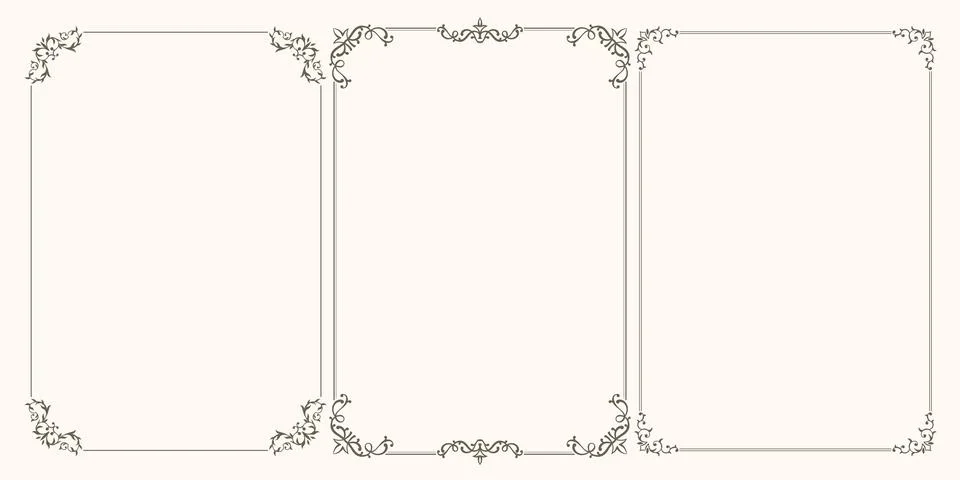 Set of vector frames with swirls and leaves Stock Illustration