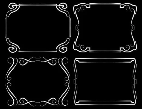 Set of vector framework. White on black Stock Illustration