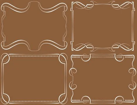 Set of vector framework. White on brown Stock Illustration