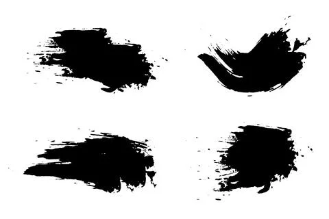 Set of vector freehand brush strokes on white background. Collection of bla.. Stock Illustration