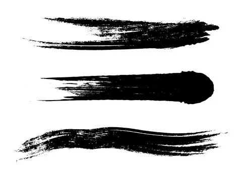 Set of vector freehand brush strokes on white background. Collection of bla.. Stock Illustration