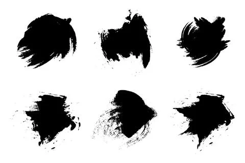 Set of vector freehand brush strokes on white background. Collection of bla.. Stock Illustration