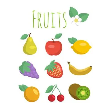 Set of vector fruit icons Stock Illustration