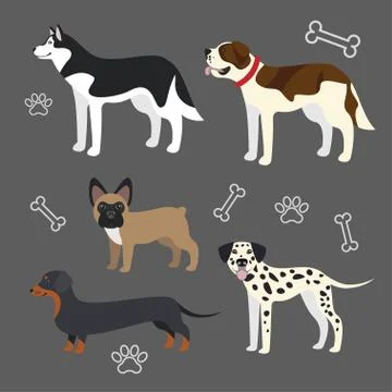 Set of vector funny dogs Stock Illustration