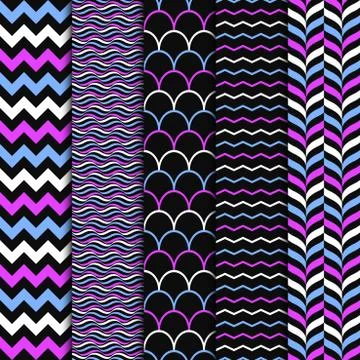 Set of vector geometric seamless patterns. Illustrazione stock