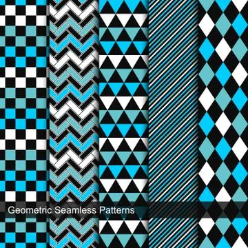 Set of vector geometric seamless patterns. Illustrazione stock