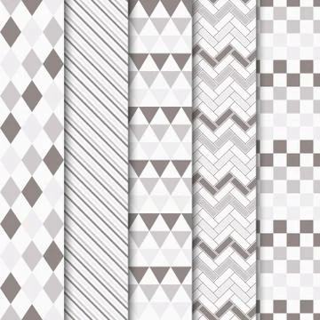 Set of vector geometric seamless patterns. 스톡 일러스트